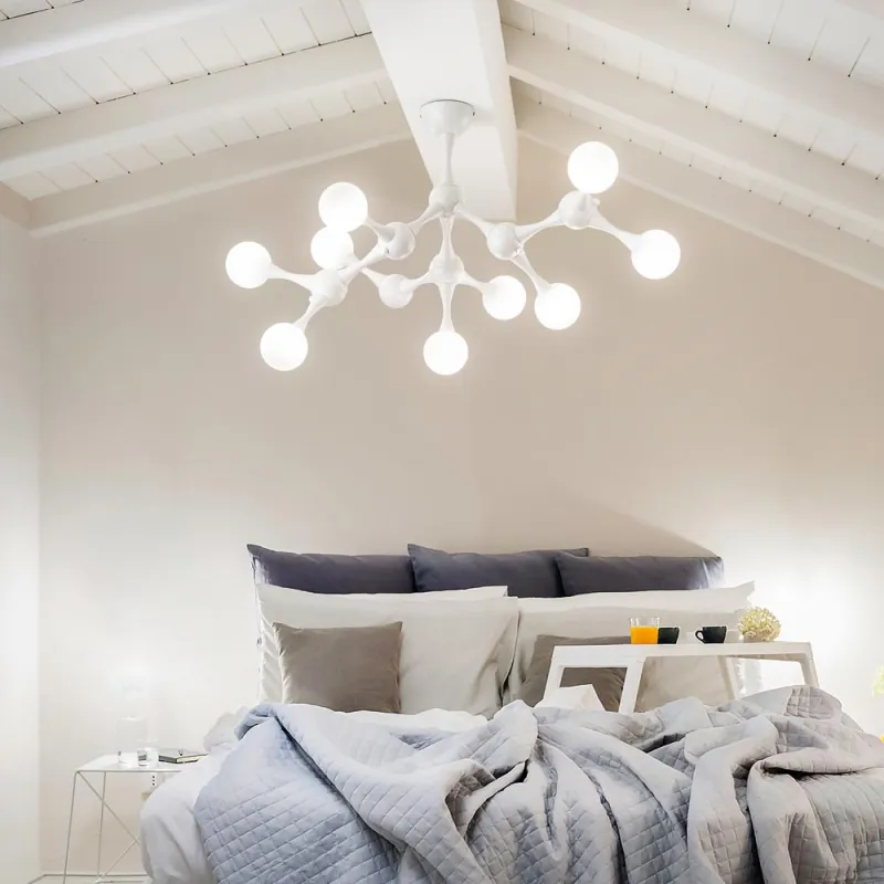 Lustra Plafon Ideal Lux Nodino Pl9 Bianco G9, Alb, 149622, Italia