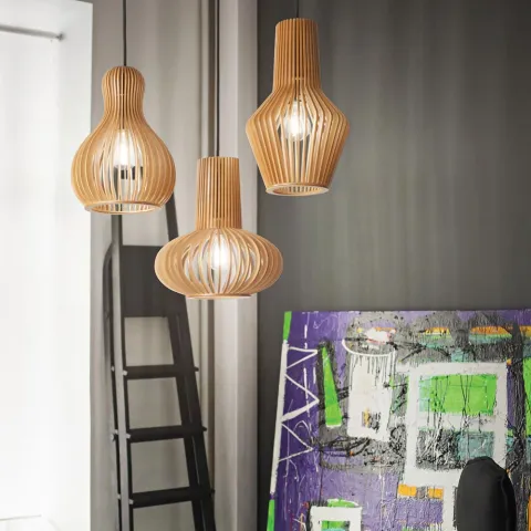 Pendul Ideal Lux Citrus-1 Sp1 E27, Lemn, 159843, Italia