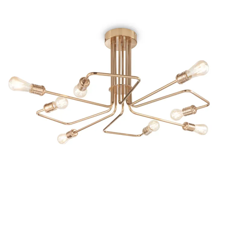 Lustra Plafon Ideal Lux Triumph Pl8 Ottone Antico E27, Auriu, 160313, Italia
