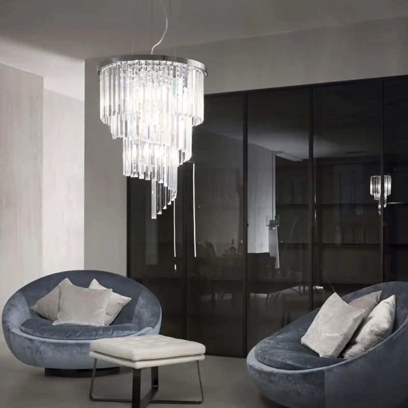 Candelabru Ideal Lux Carlton Sp12 Cromo E14, Crom, 166247, Italia