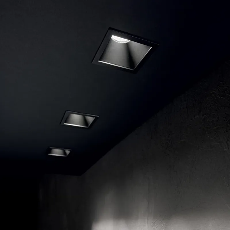 Downlight Incastrat Ideal Lux Game Square Bk Bk Led, Negru, 192383, Italia