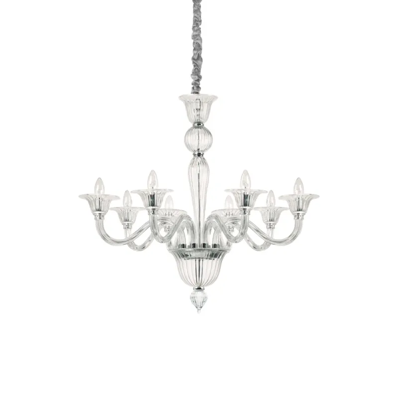 Candelabru Ideal Lux Brigitta Sp8 Trasparente E14, Transparent, 199382, Italia