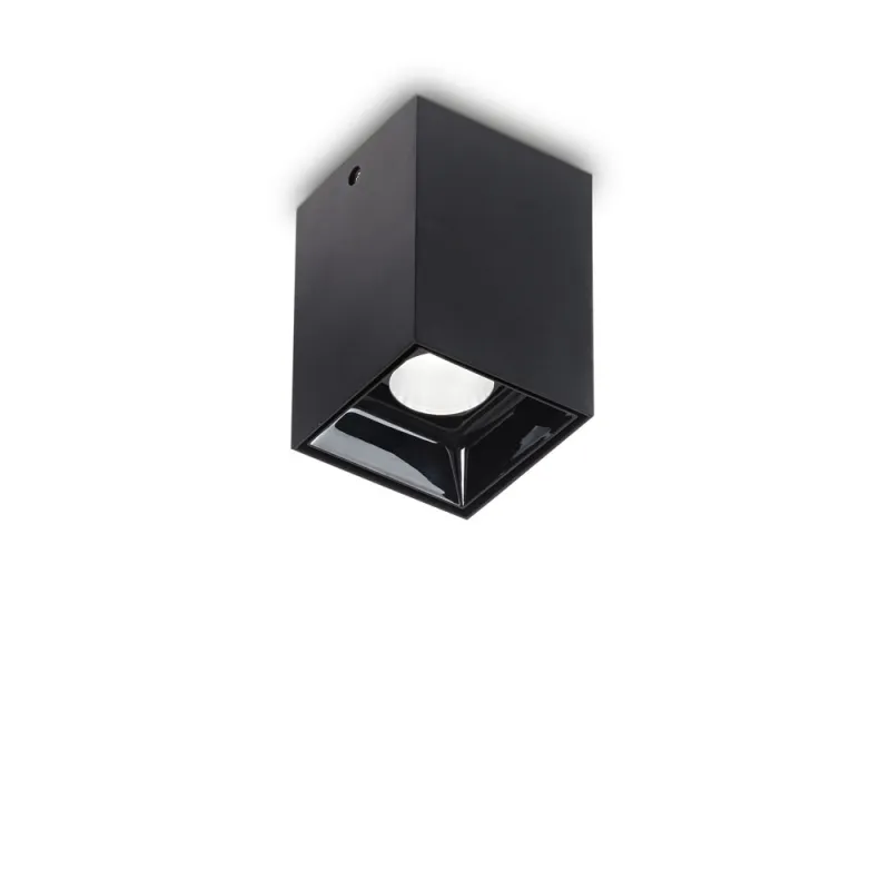 Downlight Patrat Ideal Lux Nitro 10W Square Nero Led, Negru, 206042, Italia