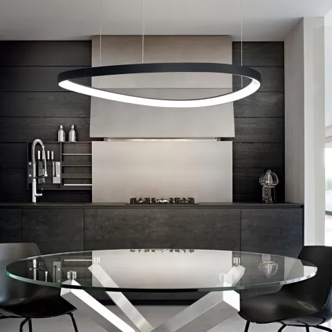 Suspensie Ideal Lux Gemini Sp D81 Nero Led, Negru, 247281, Italia