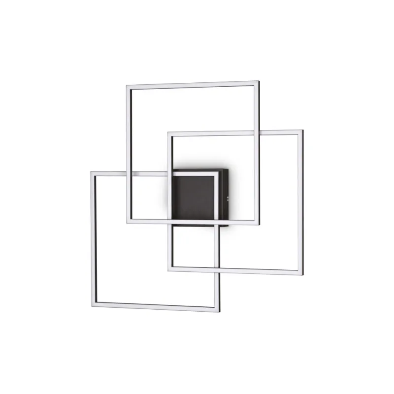 Lustra Plafon Ideal Lux Frame Pl Quadrato Nero Led, Negru, 270678, Italia