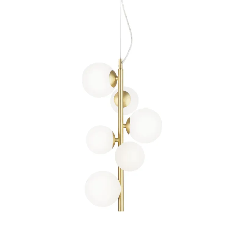 Suspensie Ideal Lux Perlage Sp6 Ottone Satinato G9, Auriu, 283821, Italia