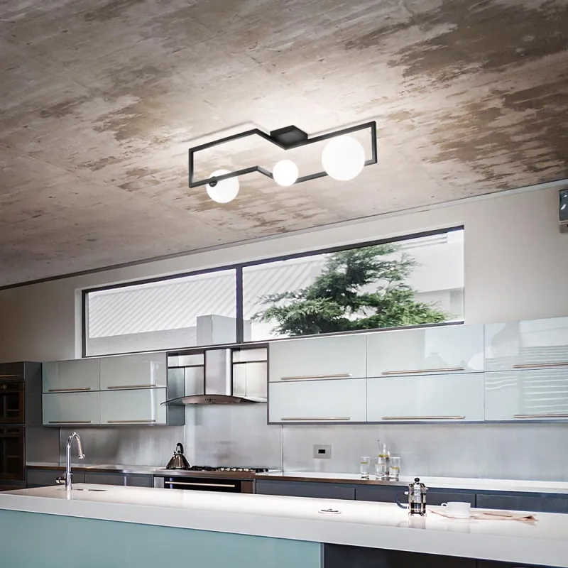 Lustra Plafon Angolo Pl3 Nero G9, Negru, 284286, Ideal Lux Italia