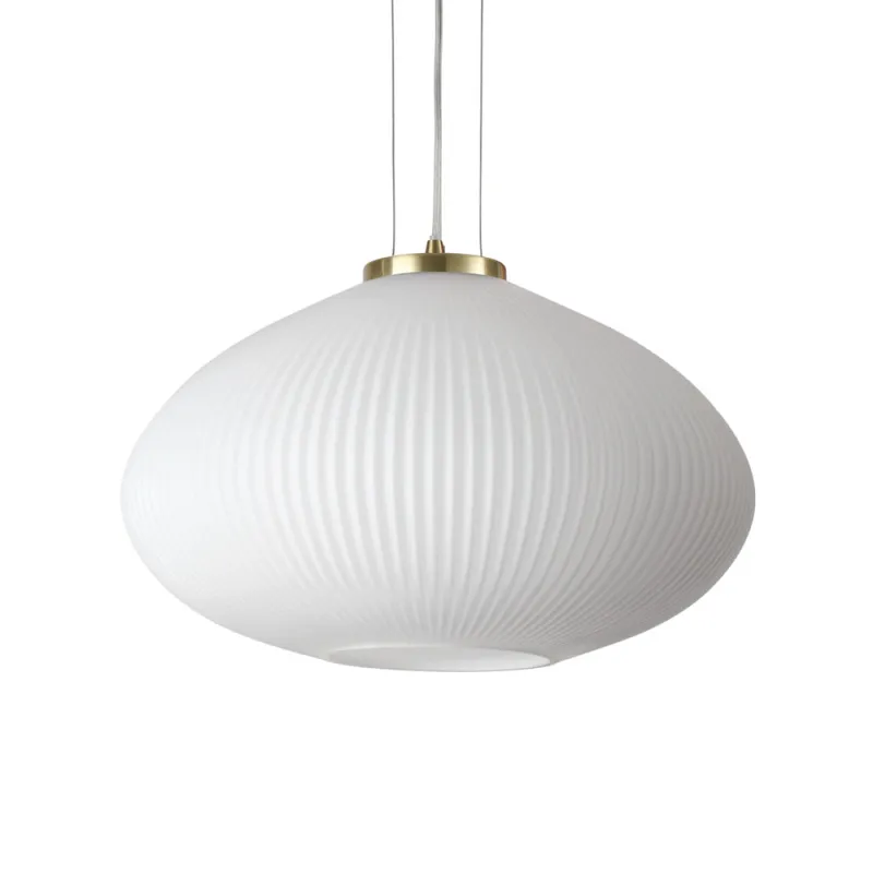Pendul Ideal Lux Plisse' Sp1 D45 Ottone Satinato E27, Auriu, 285191, Italia