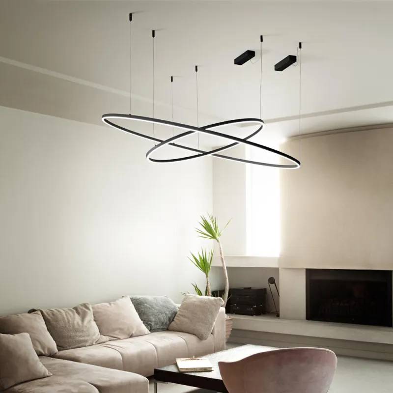 Suspensie Oracle Slim Sp D090 Round 4000K On-Off Bk LED, Negru, 304441, Ideal Lux Italia