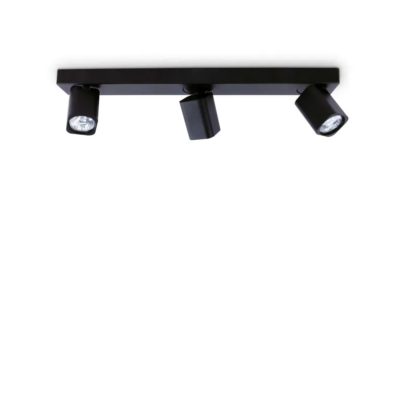 Plafoniera Rudy Pl3 Square GU10, Negru, 321516, Ideal Lux Italia