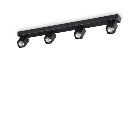 Plafoniera Rudy Pl4 Square GU10, Negru, 321523, Ideal Lux Italia