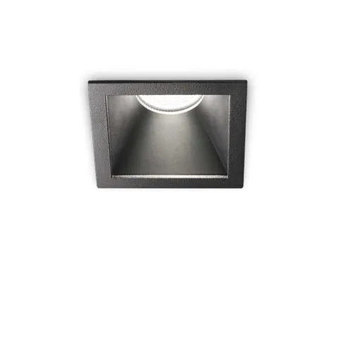 Downlight Incastrat Patrat Game Trim Square 11w 3000k Ip65 LED, Negru, 327761, Ideal Lux Italia