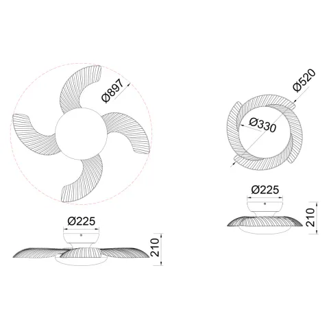 Plafoniera cu ventilator ALOHA 8233 Mantra LED, Alb, Spania