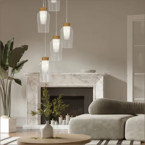 Suspensie NORA White/MADERA 8275 Mantra E27, Alb, Spania