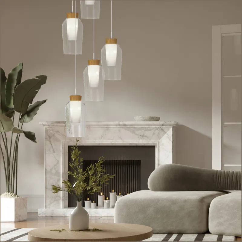 Suspensie NORA White/MADERA 8275 Mantra E27, Alb, Spania