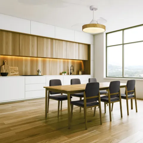 Plafoniera cu ventilator ALASKA 8753 Mantra LED, Lemn, Spania