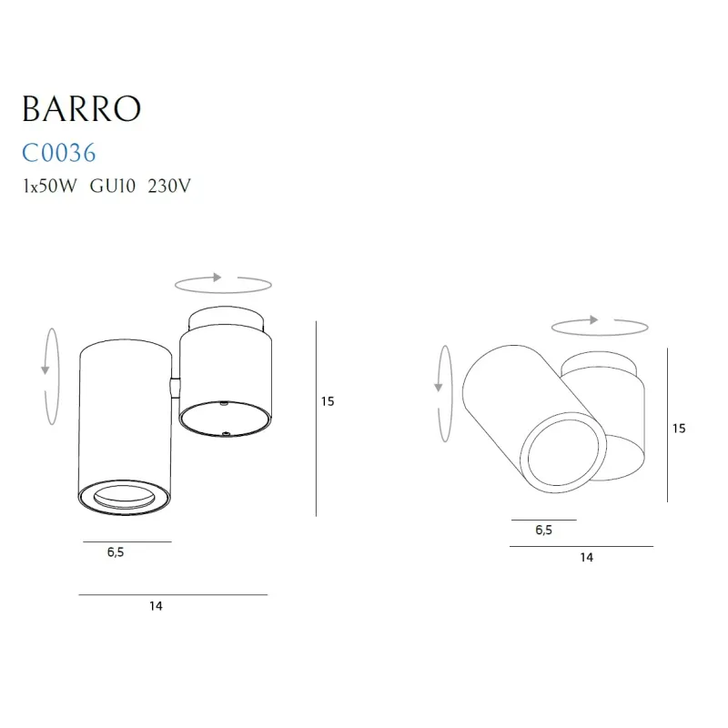 Spot Aplicat BARRO C0036 Max Light GU10, Alb, Polonia