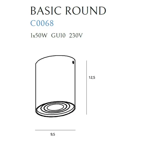 Spot Aplicat BASIC ROUND C0068 Max Light GU10, Negru, Polonia