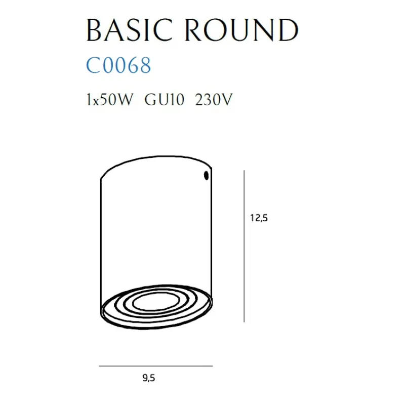 Spot Aplicat BASIC ROUND C0068 Max Light GU10, Negru, Polonia