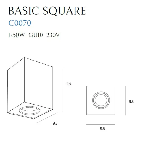 Spot Aplicat BASIC SQUARE C0070 Max Light GU10, Alb, Polonia