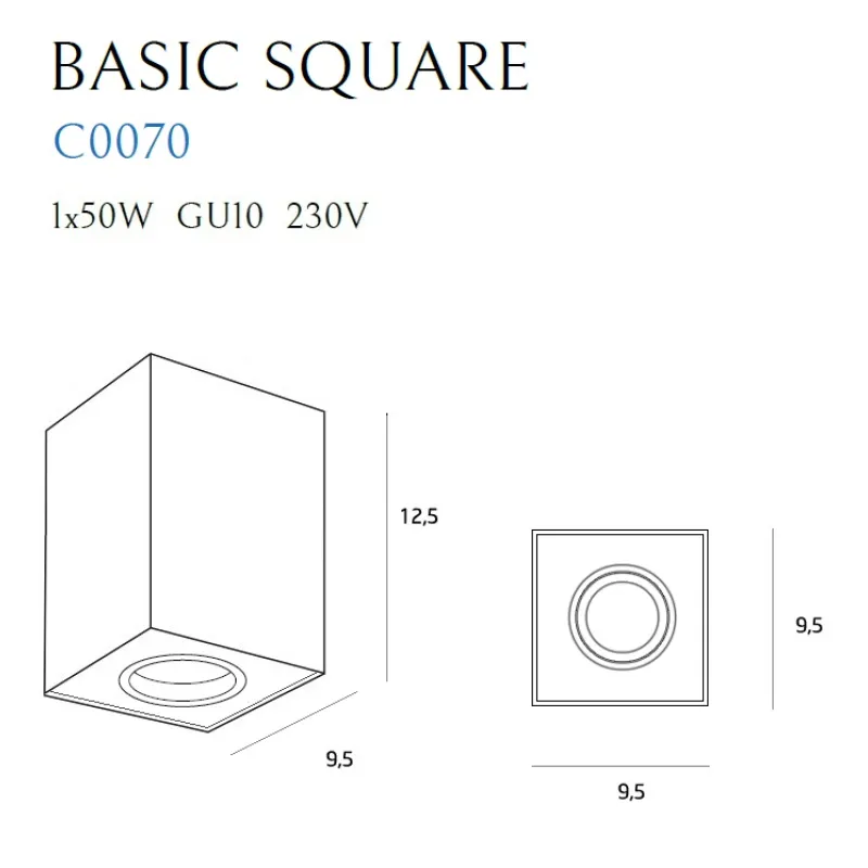 Spot Aplicat BASIC SQUARE C0070 Max Light GU10, Alb, Polonia