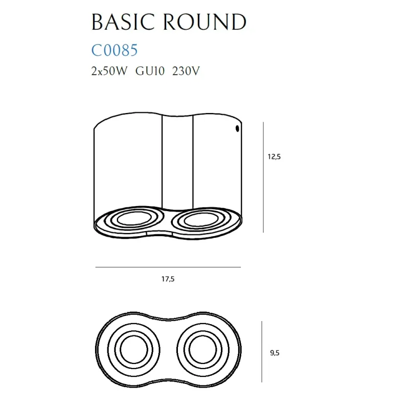 Spot Aplicat BASIC ROUND C0085 Max Light GU10, Alb, Polonia