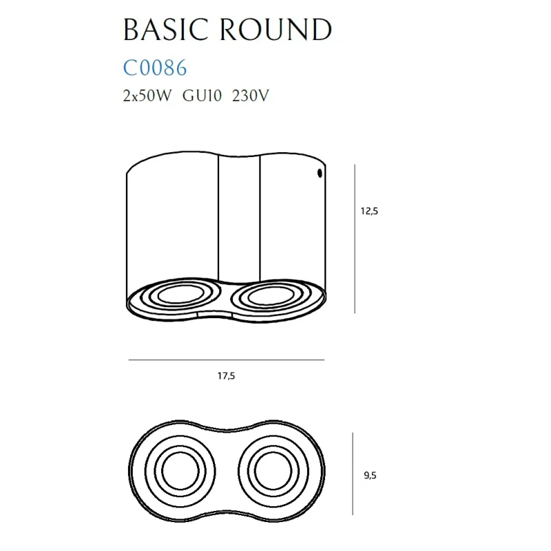 Spot Aplicat BASIC ROUND C0086 Max Light GU10, Negru, Polonia