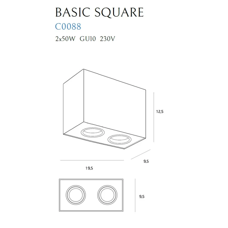 Spot Aplicat BASIC SQUARE C0088 Max Light GU10, Alb, Polonia