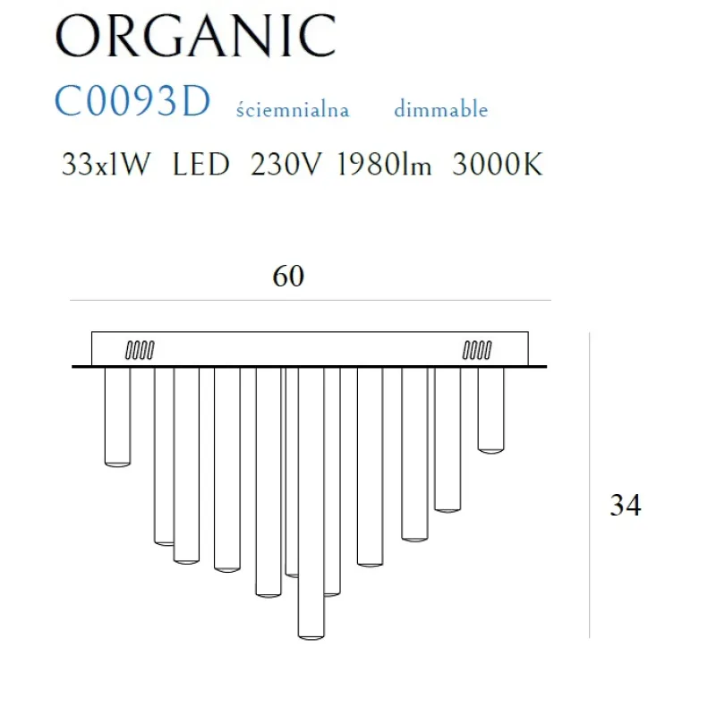 Lustra Plafon ORGANIC PL C0093D Max Light LED, Cupru, Polonia