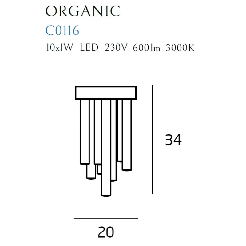 Lustra Plafon ORGANIC PL 0 C0116 Max Light LED, Cupru, Polonia
