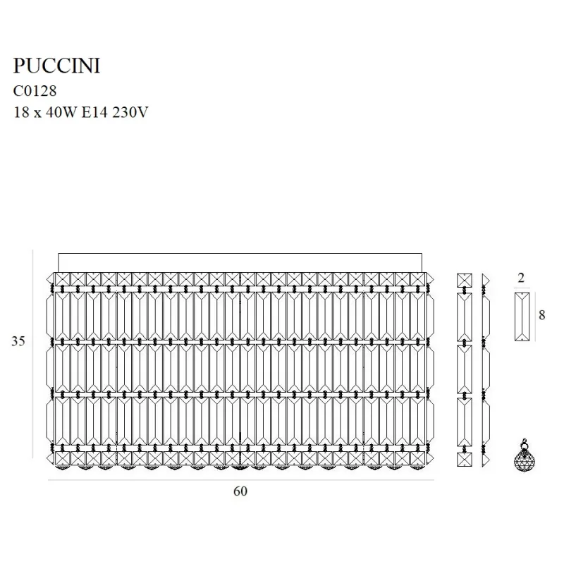 Lustra Plafon PUCCINI C0128 Max Light E14, Crom, Polonia