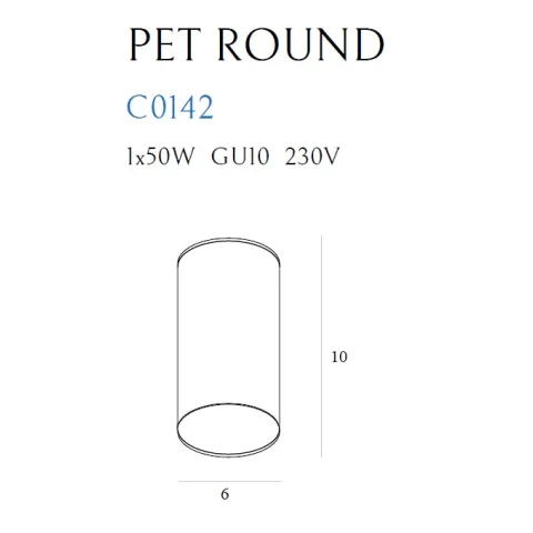 Spot Aplicat PET ROUND C0142 Max Light GU10, Negru, Polonia