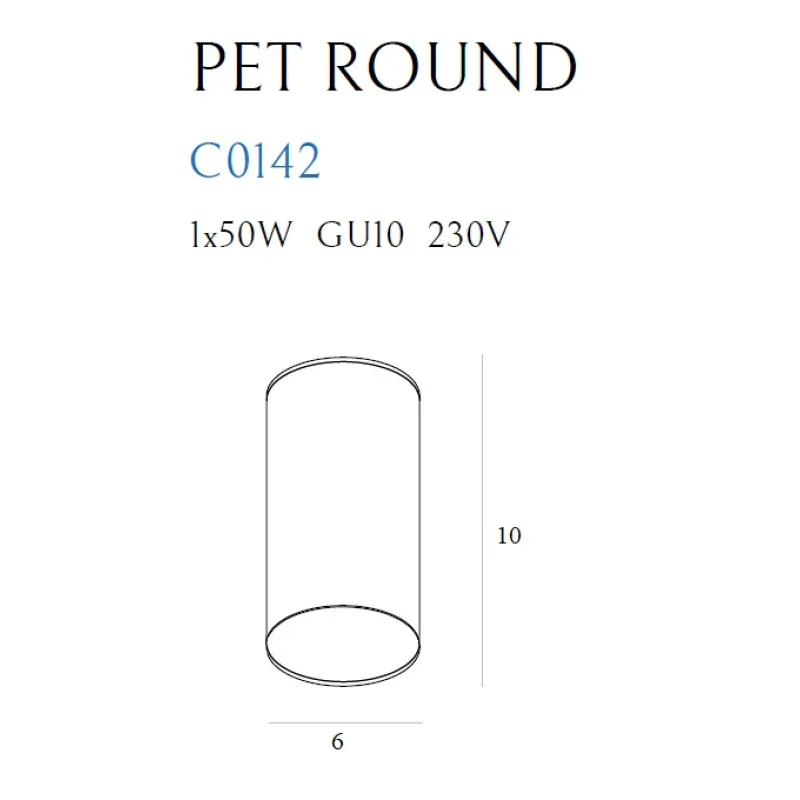 Spot Aplicat PET ROUND C0142 Max Light GU10, Negru, Polonia