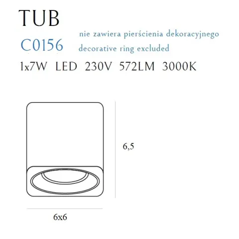 Spot Aplicat TUB C0156 Max Light LED, Alb, Polonia