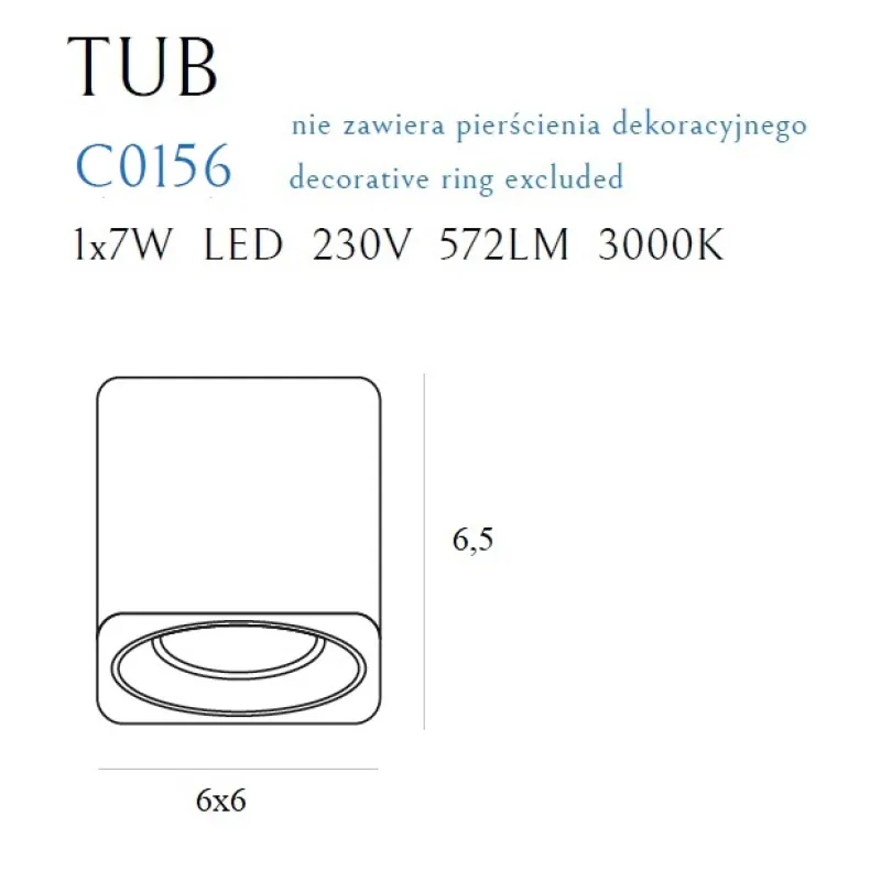 Spot Aplicat TUB C0156 Max Light LED, Alb, Polonia