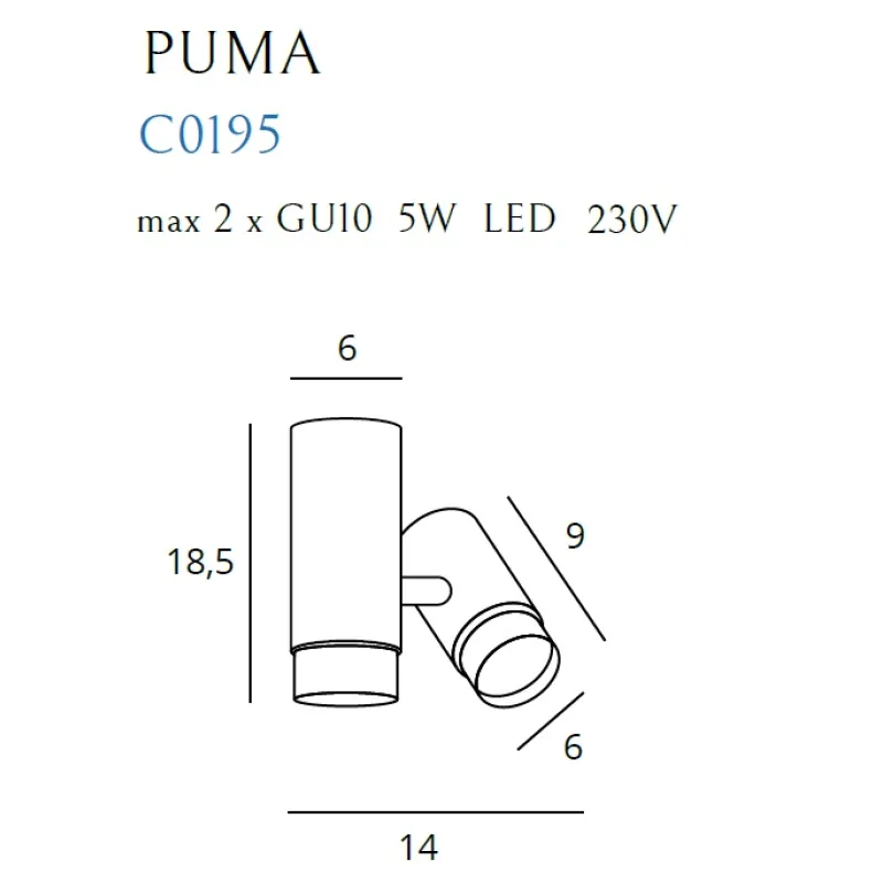 Lustra Spot PUMA C0195 Max Light GU10, Auriu, Polonia