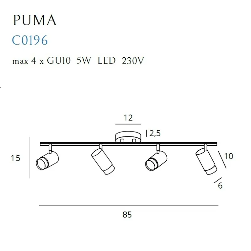 Lustra Spot PUMA C0196 Max Light GU10, Auriu, Polonia