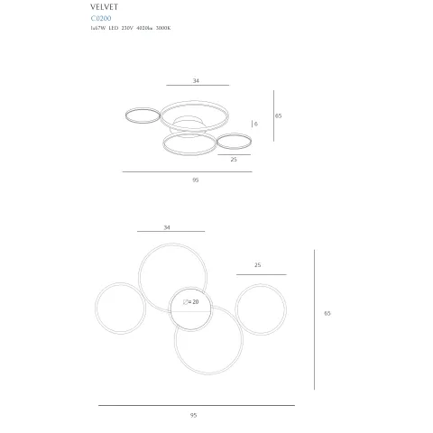 Lustra Plafon VELVET C0200 Max Light LED, Negru, Polonia