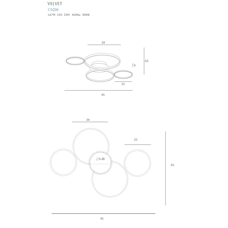 Lustra Plafon VELVET C0200 Max Light LED, Negru, Polonia