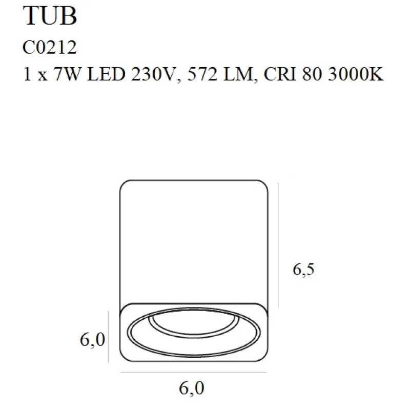 Spot Aplicat TUB C0212 Max Light LED, Negru, Polonia