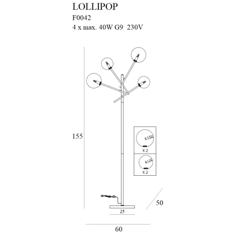 Lampadar LOLLIPOP F0042 Max Light G9, Alama, Polonia