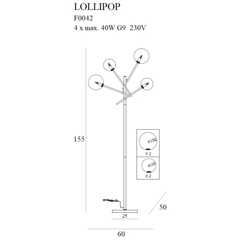 Lampadar LOLLIPOP F0042 Max Light G9, Alama, Polonia