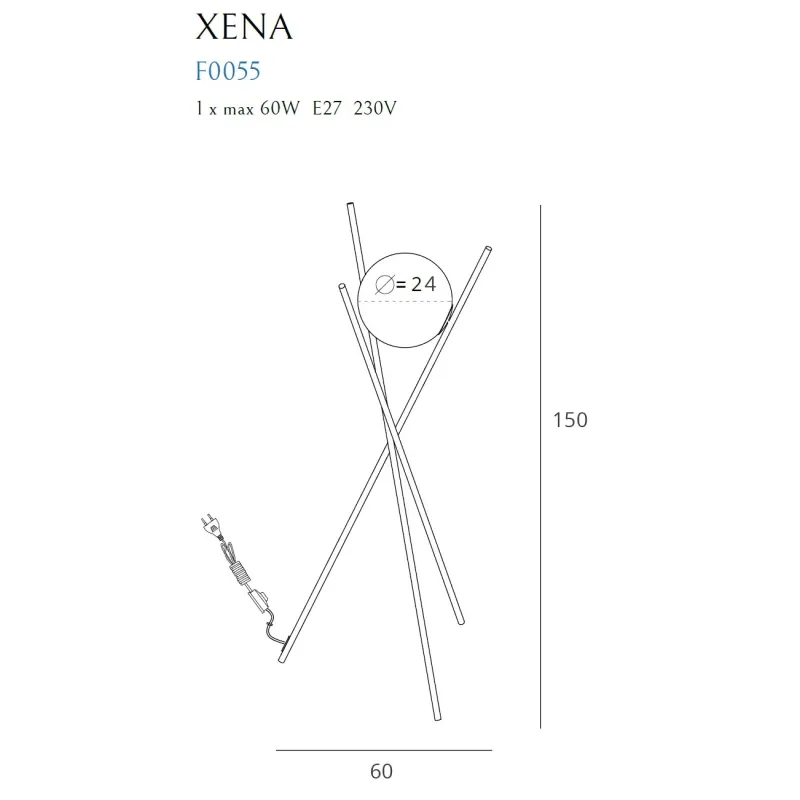 Lampadar XENA F0055 Max Light E27, Alama, Polonia