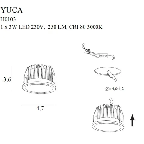 Spot Incastrat YUCA H0103 Max Light LED, Negru, Polonia