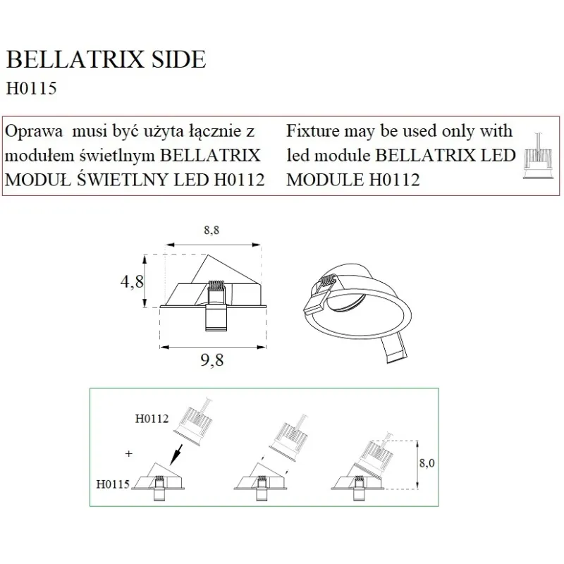 Spot Incastrat BELLATRIX H0115 Max Light LED, Alb, Polonia