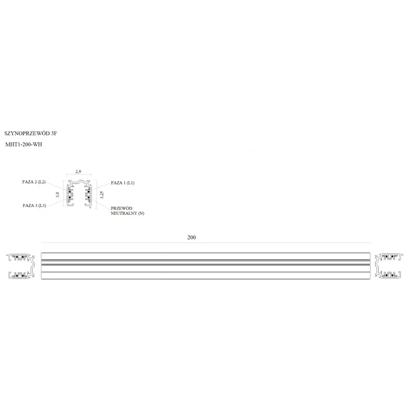 Sina Aplicata 3 Faze  MHT1-200-WH Max Light Alb, Polonia