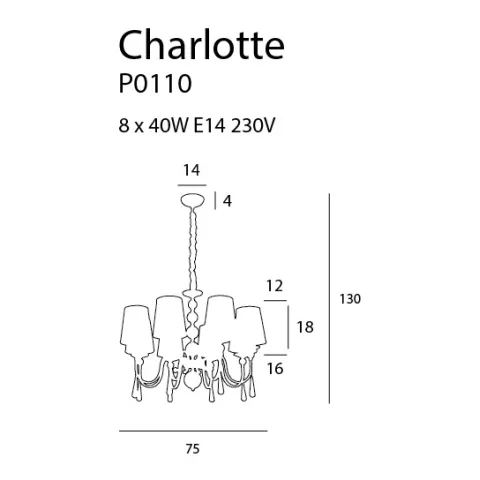 Candelabru CHARLOTTE P0110 Max Light E14, Crom, Polonia