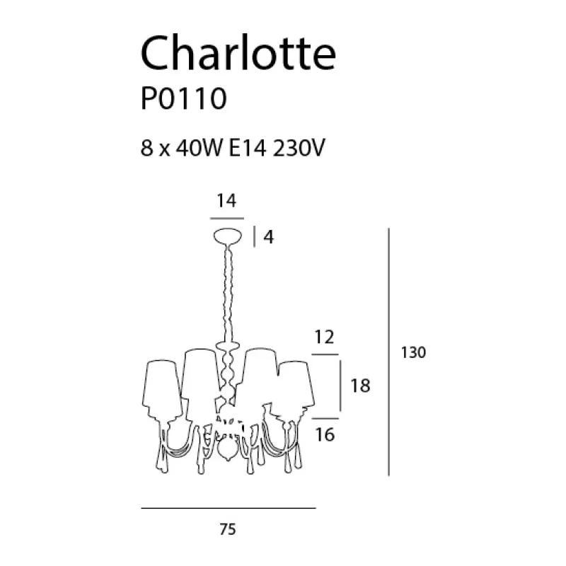 Candelabru CHARLOTTE P0110 Max Light E14, Crom, Polonia
