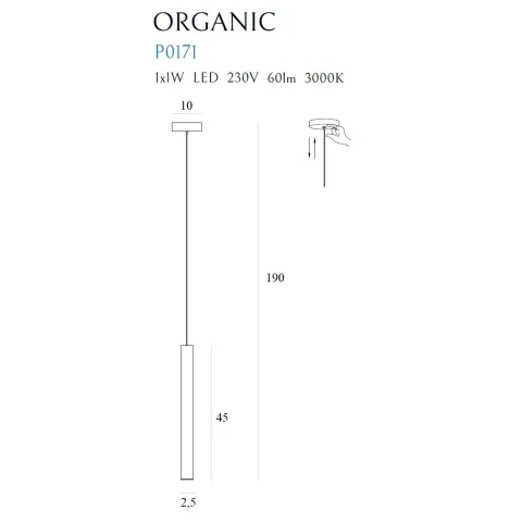Pendul ORGANIC I P0171 Max Light LED, Cupru, Polonia