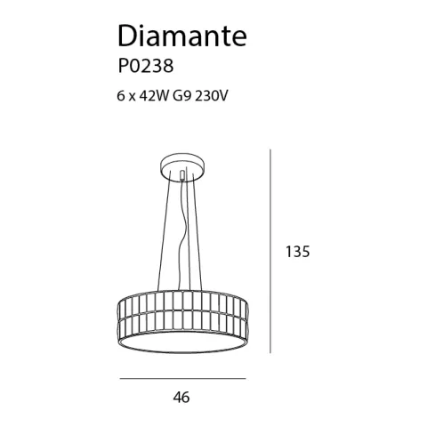 Suspensie DIAMANTE P0238 Max Light G9, Crom, Polonia